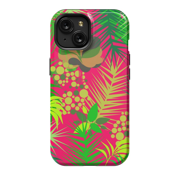 iPhone 15 StrongFit pink tropical pattern by MALLIKA