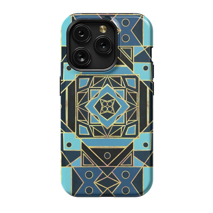 iPhone 15 Pro StrongFit Navy & Gold Art Deco  by Tigatiga