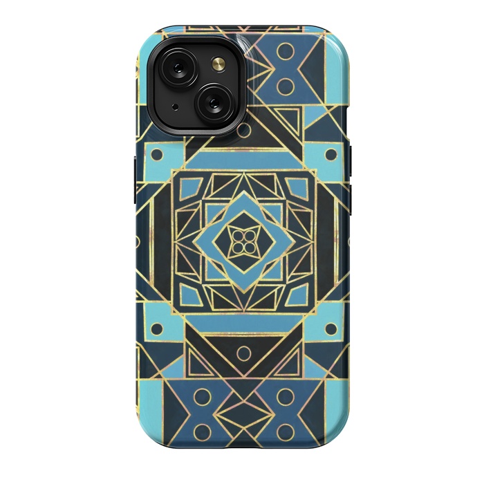 iPhone 15 StrongFit Navy & Gold Art Deco  by Tigatiga