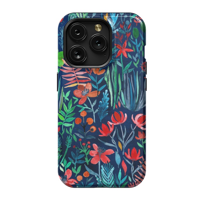 iPhone 15 Pro StrongFit Tropical Ink Watercolor Garden by Micklyn Le Feuvre
