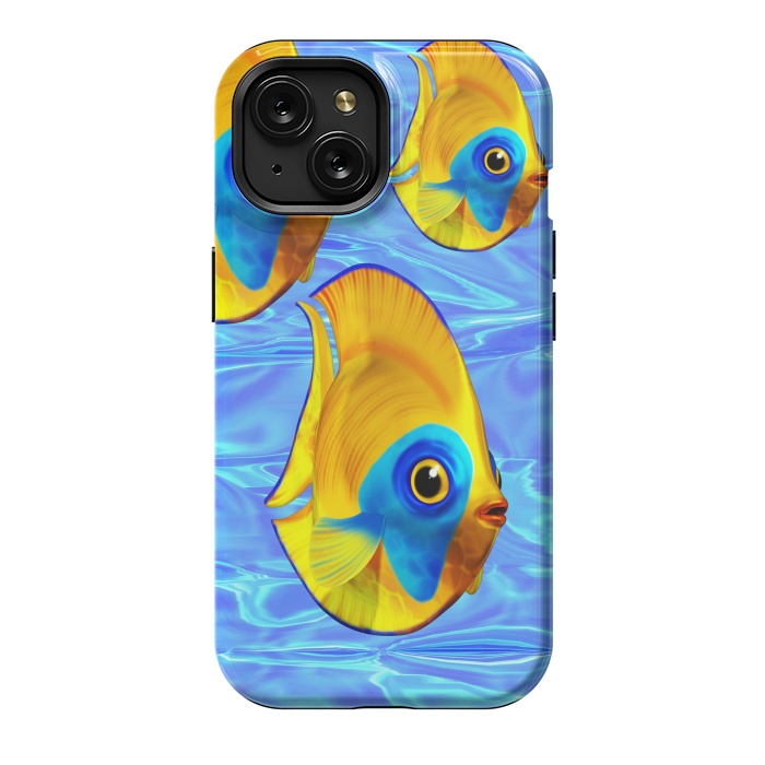 iPhone 15 StrongFit Fish 3D Cute Tropical Cutie on Clear Blue Ocean Water  by BluedarkArt