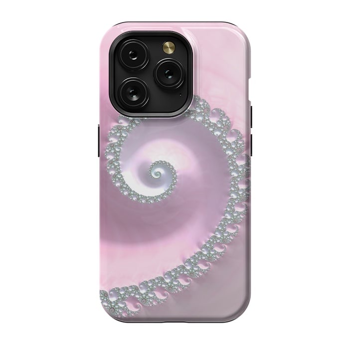 iPhone 15 Pro StrongFit Pink Pastel Fractal Swirl by Andrea Haase