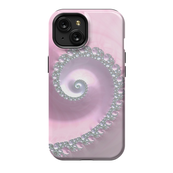 iPhone 15 StrongFit Pink Pastel Fractal Swirl by Andrea Haase