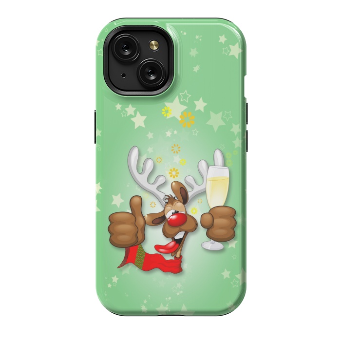 iPhone 15 StrongFit Reindeer Drunk Funny Christmas Character by BluedarkArt