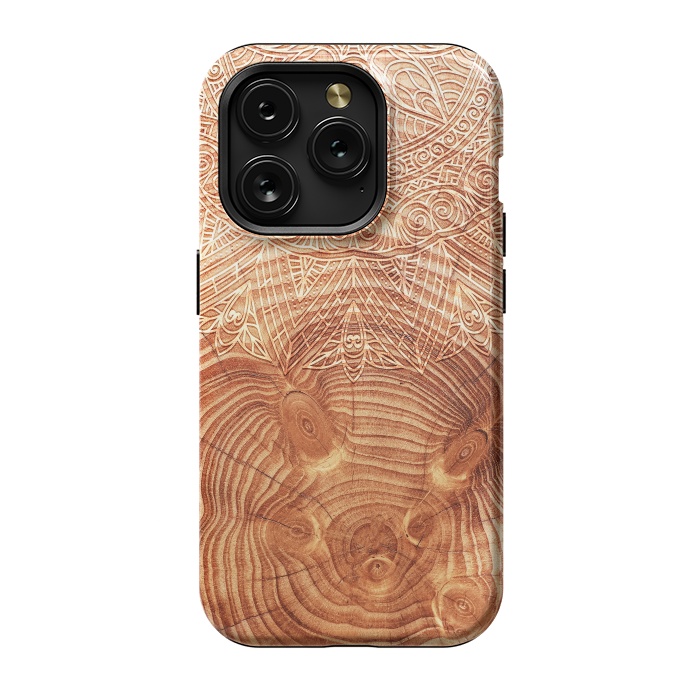 iPhone 15 Pro StrongFit Mandala Wood I by Art Design Works