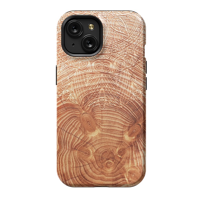 iPhone 15 StrongFit Mandala Wood I by Art Design Works