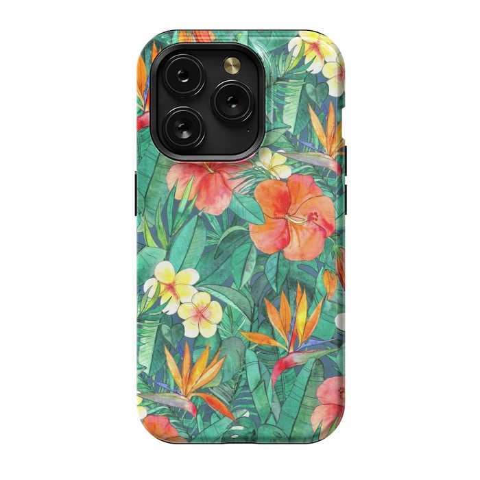 iPhone 15 Pro StrongFit Classic Tropical Garden in Watercolor by Micklyn Le Feuvre