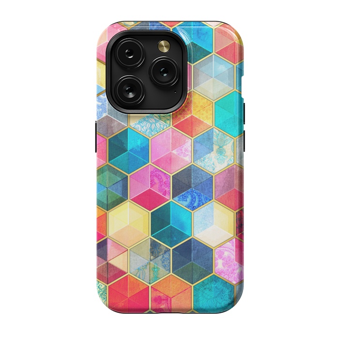 iPhone 15 Pro StrongFit Crystal Bohemian Honeycomb Cubes by Micklyn Le Feuvre