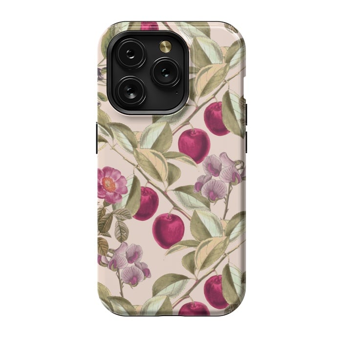 iPhone 15 Pro StrongFit Pink Fruits and Flowers Pattern  by Zala Farah