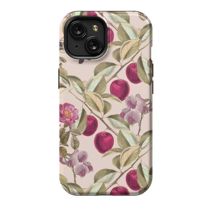 iPhone 15 StrongFit Pink Fruits and Flowers Pattern  by Zala Farah