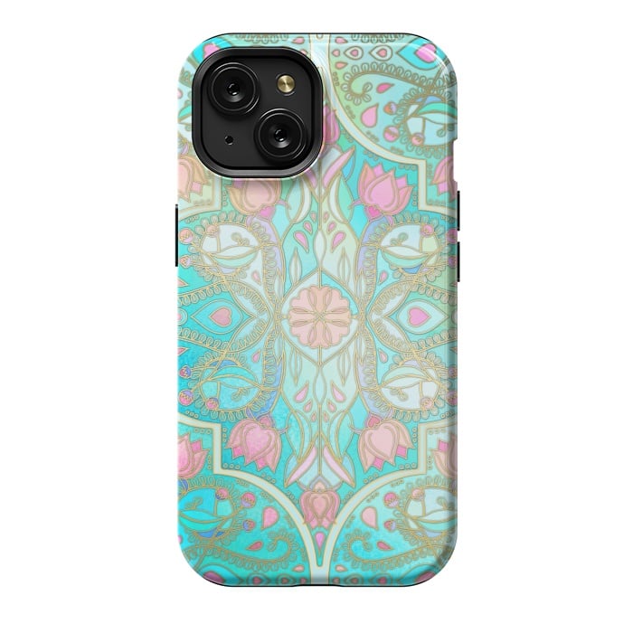 iPhone 15 StrongFit Floral Moroccan in Spring Pastels by Micklyn Le Feuvre