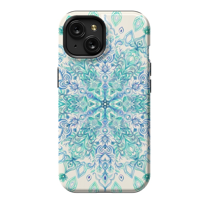 iPhone 15 StrongFit Peppermint Snowflake on Cream  by Micklyn Le Feuvre