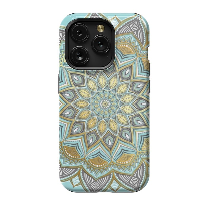 iPhone 15 Pro StrongFit Sunny Skies Gilded Lace Medallion by Micklyn Le Feuvre