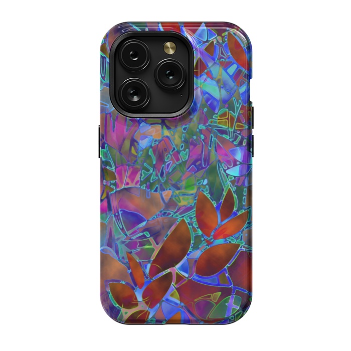 iPhone 15 Pro StrongFit Floral Abstract Stained Glass G174 by Medusa GraphicArt