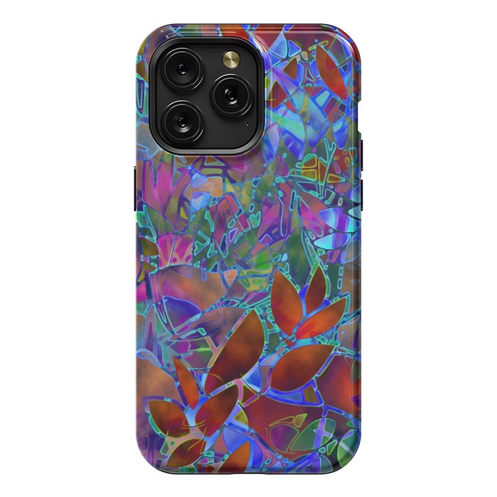 iPhone 15 Pro Max StrongFit Floral Abstract Stained Glass G174 by Medusa GraphicArt