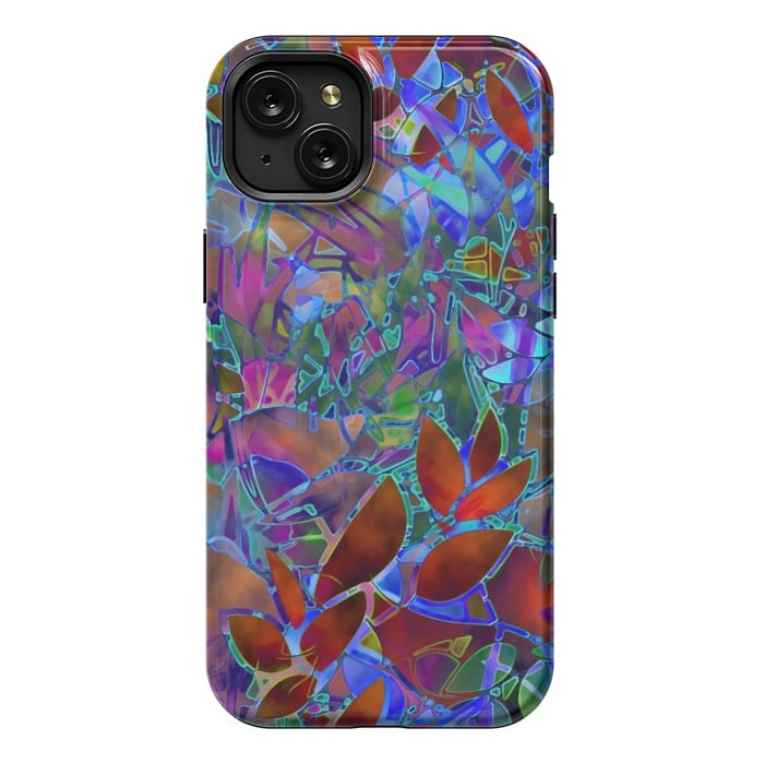 iPhone 15 Plus StrongFit Floral Abstract Stained Glass G174 by Medusa GraphicArt