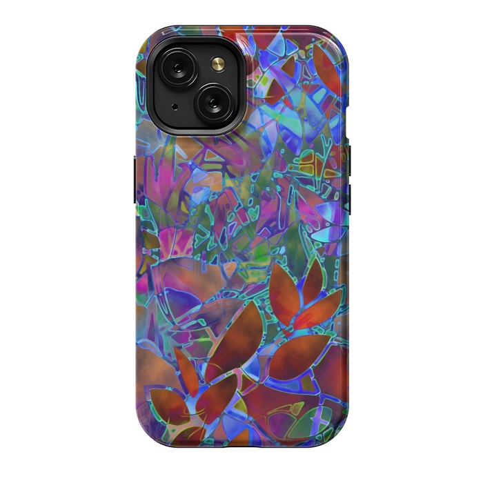 iPhone 15 StrongFit Floral Abstract Stained Glass G174 by Medusa GraphicArt