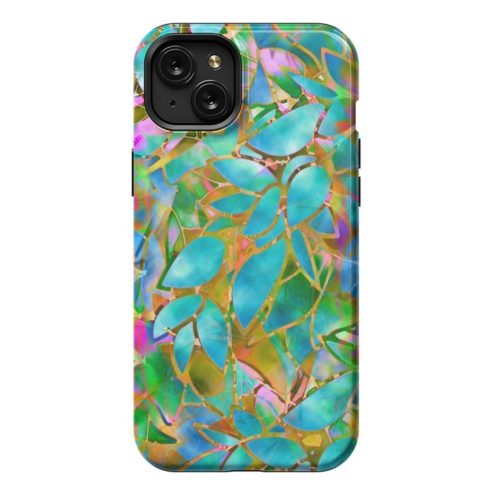 iPhone 15 Plus StrongFit Floral Abstract Stained Glass G265  by Medusa GraphicArt