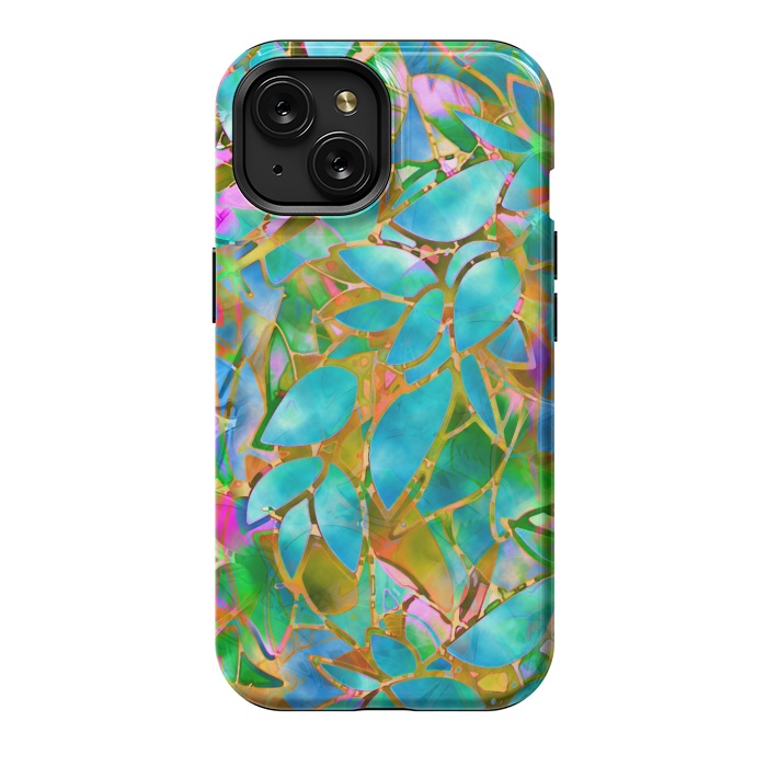 iPhone 15 StrongFit Floral Abstract Stained Glass G265  by Medusa GraphicArt