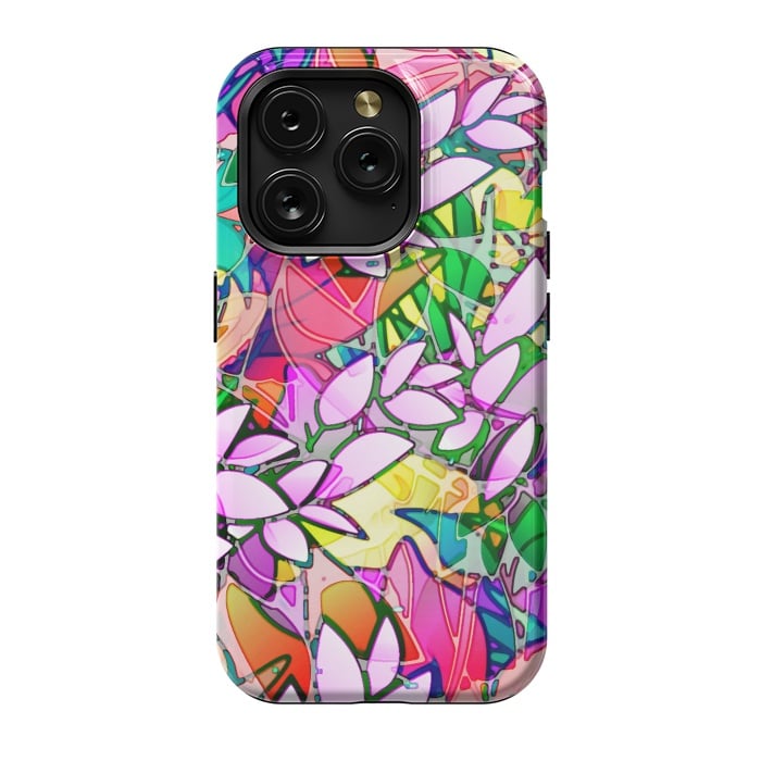 iPhone 15 Pro StrongFit Grunge Art Floral Abstract G130  by Medusa GraphicArt