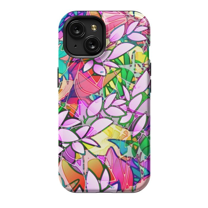 iPhone 15 StrongFit Grunge Art Floral Abstract G130  by Medusa GraphicArt