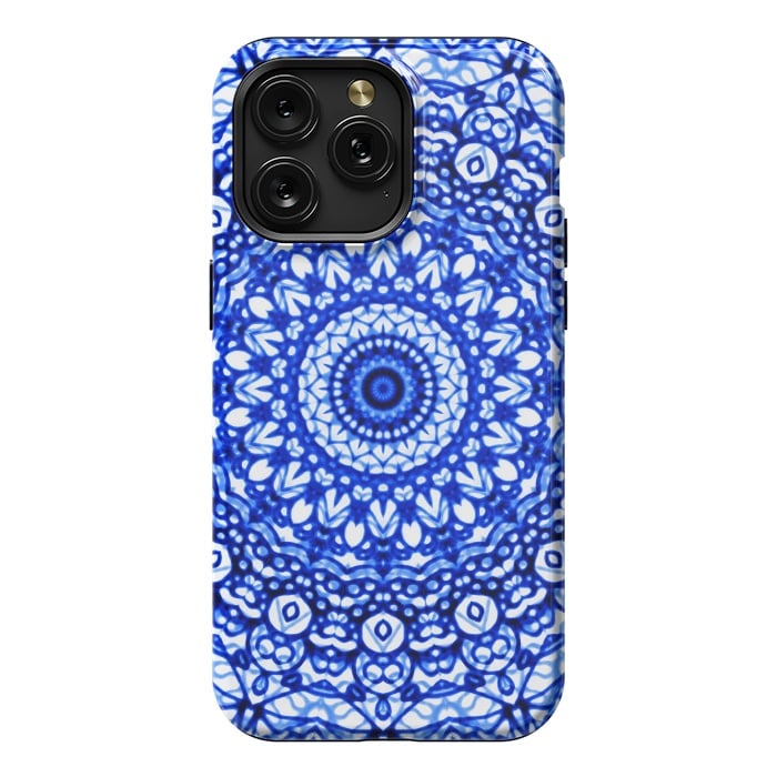 iPhone 15 Pro Max StrongFit Blue Mandala Mehndi Style G403  by Medusa GraphicArt