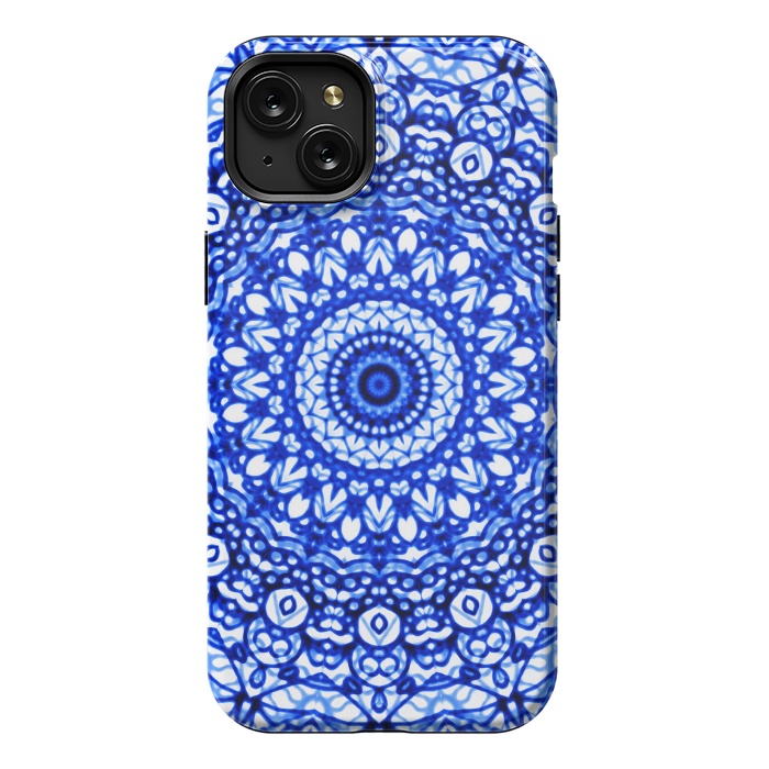 iPhone 15 Plus StrongFit Blue Mandala Mehndi Style G403  by Medusa GraphicArt