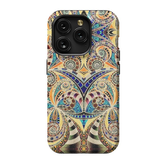 iPhone 15 Pro StrongFit Drawing Floral Zentangle G240 by Medusa GraphicArt