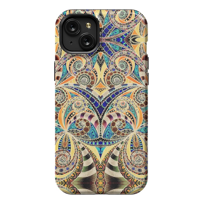 iPhone 15 Plus StrongFit Drawing Floral Zentangle G240 by Medusa GraphicArt