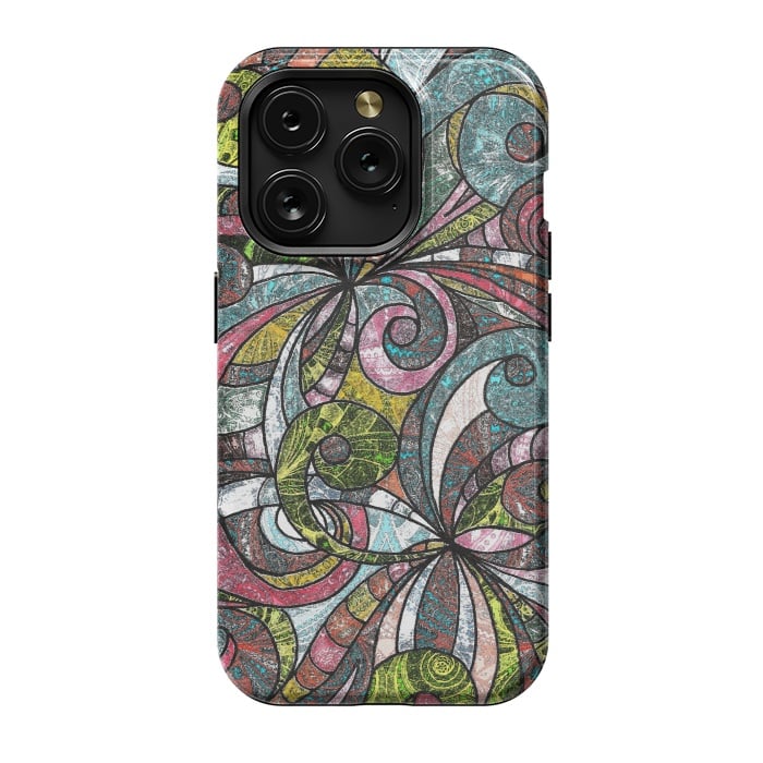 iPhone 15 Pro StrongFit Drawing Floral Zentangle G203 by Medusa GraphicArt