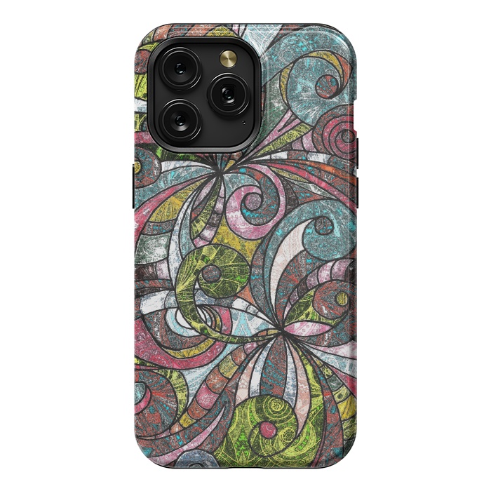 iPhone 15 Pro Max StrongFit Drawing Floral Zentangle G203 by Medusa GraphicArt