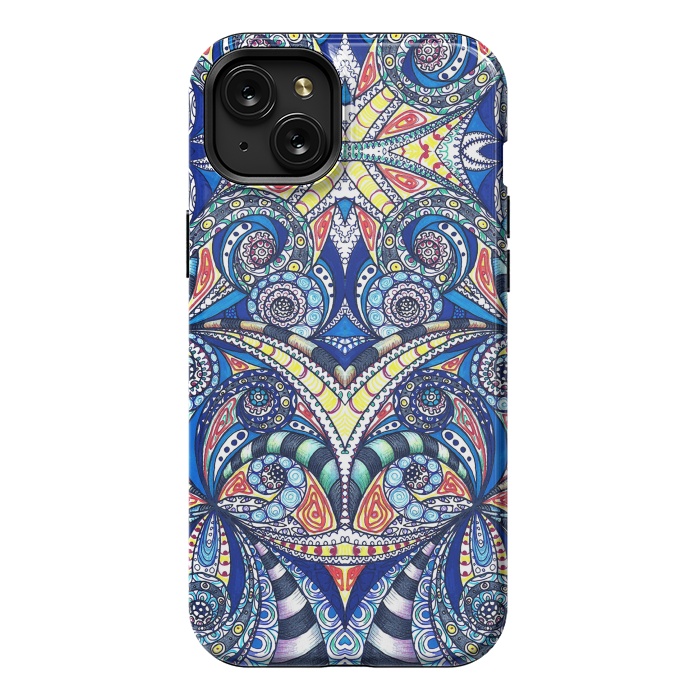 iPhone 15 Plus StrongFit Drawing Floral Zentangle G7B by Medusa GraphicArt