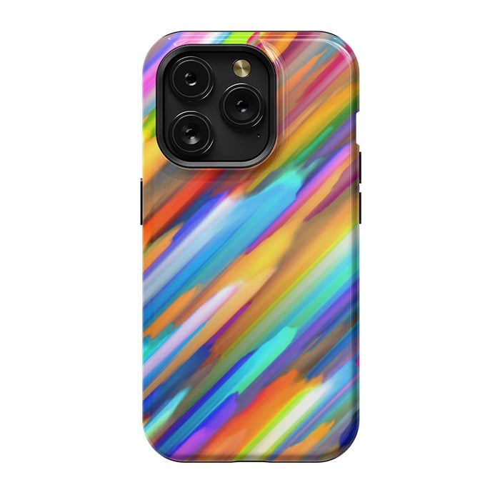 iPhone 15 Pro StrongFit Colorful digital art splashing G391 by Medusa GraphicArt