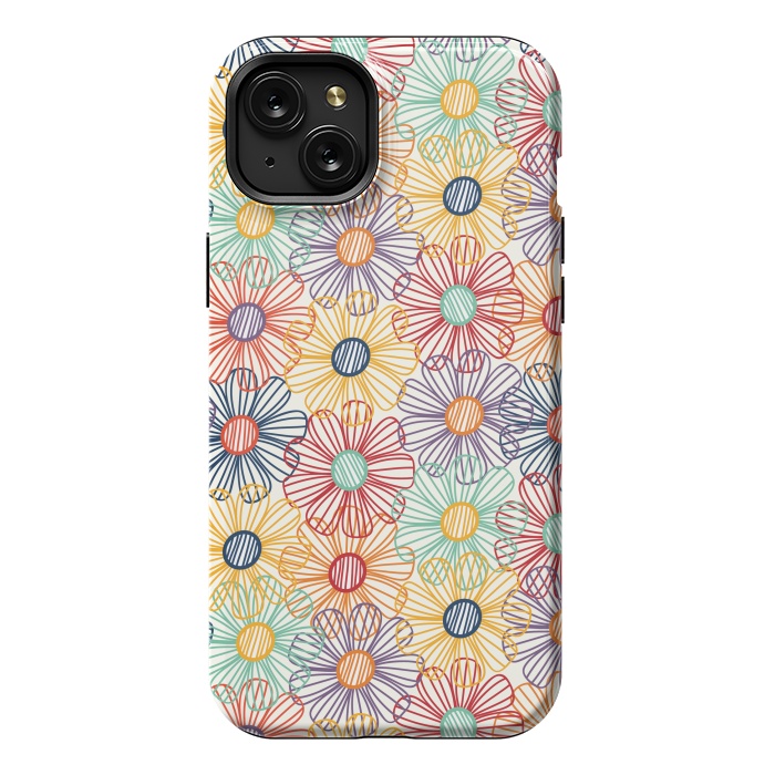 iPhone 15 Plus StrongFit RAINBOW FLORAL by TracyLucy Designs