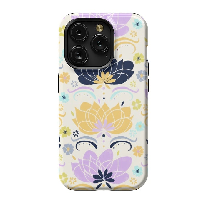iPhone 15 Pro StrongFit Navy & Pastel Floral  by Tigatiga