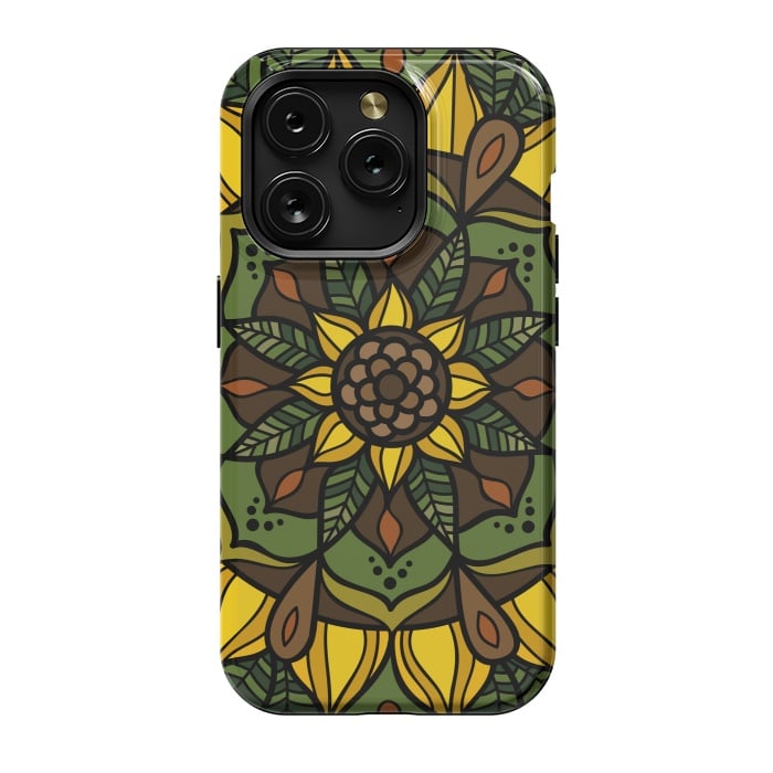 iPhone 15 Pro StrongFit Sunflower Mandala by Majoih