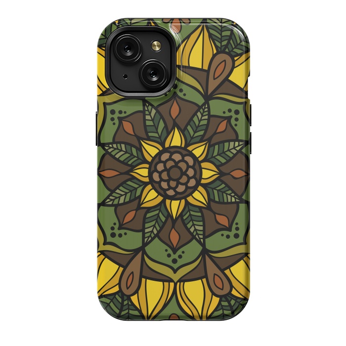 iPhone 15 StrongFit Sunflower Mandala by Majoih