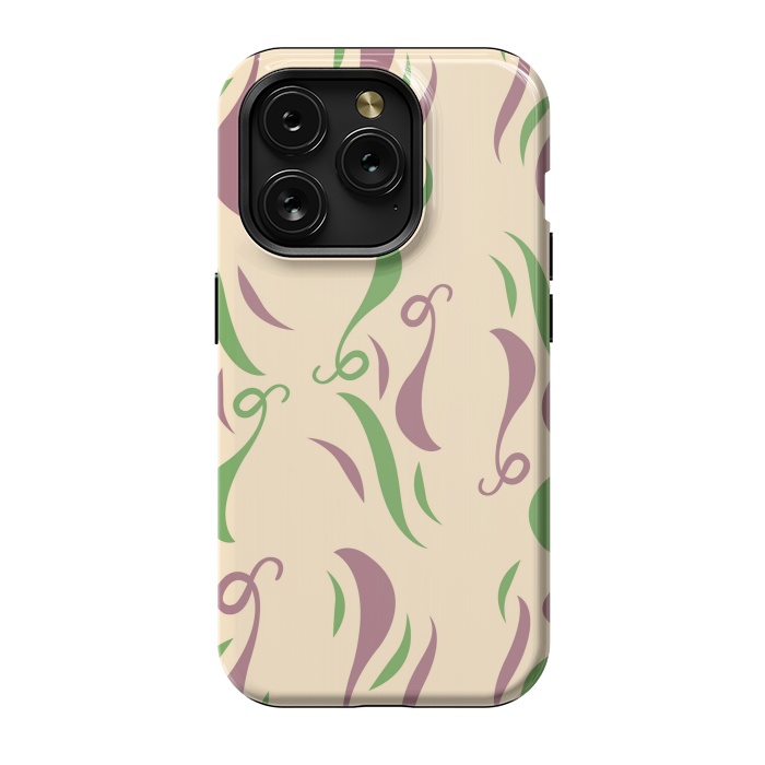 iPhone 15 Pro StrongFit GREEN PINK FLORAL PATTERN by MALLIKA