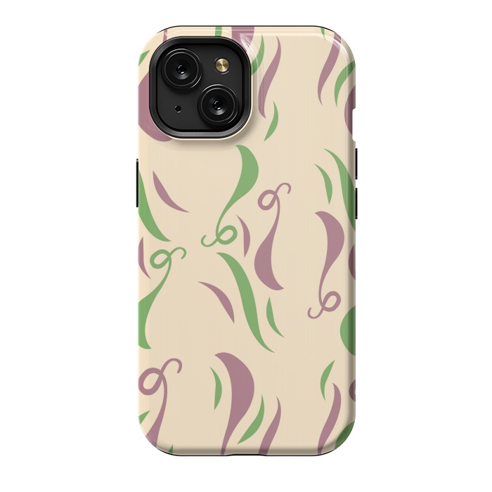 iPhone 15 StrongFit GREEN PINK FLORAL PATTERN by MALLIKA
