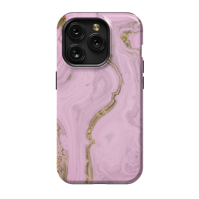 iPhone 15 Pro StrongFit Elegant Pink Marble With Gold 2 by Andrea Haase