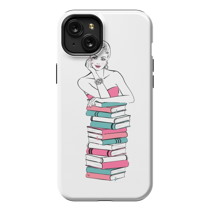 iPhone 15 Plus StrongFit Lady Bookworm by Martina