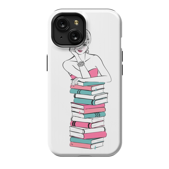 iPhone 15 StrongFit Lady Bookworm by Martina