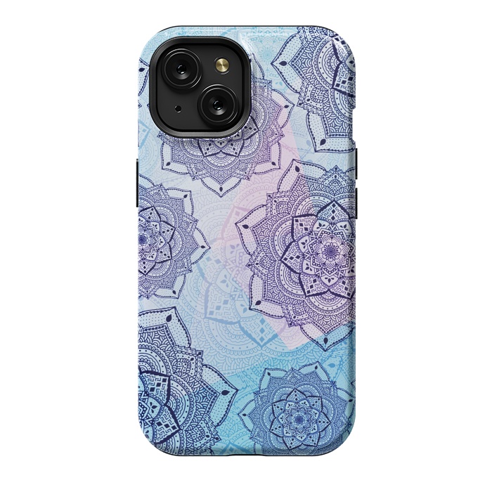 iPhone 15 StrongFit Blue purple mandalas by Jms