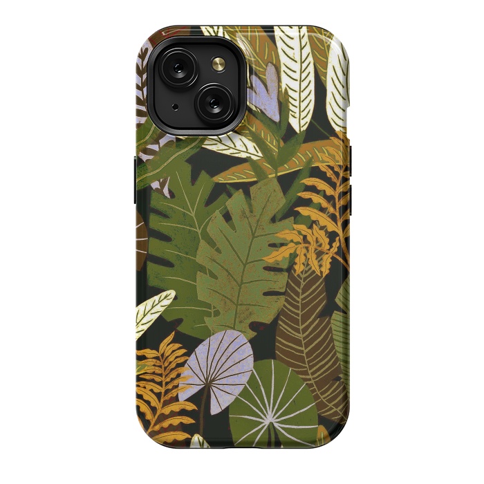 iPhone 15 StrongFit Green Aloha Tropical Jungle by  Utart
