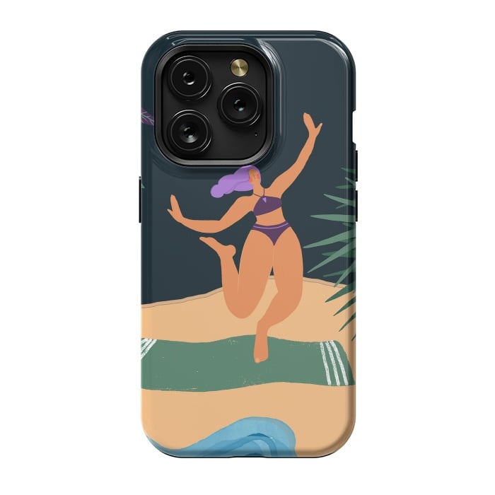 iPhone 15 Pro StrongFit Eve - Dancing Girl at Tropical Jungle Beach by  Utart