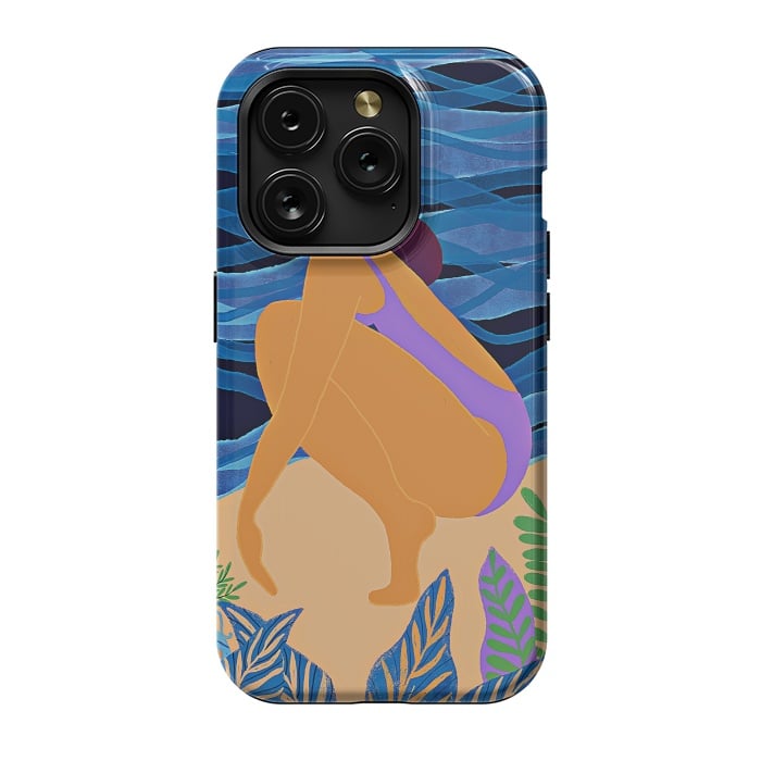 iPhone 15 Pro StrongFit Eve - Girl on Tropical Jungle Beach by  Utart