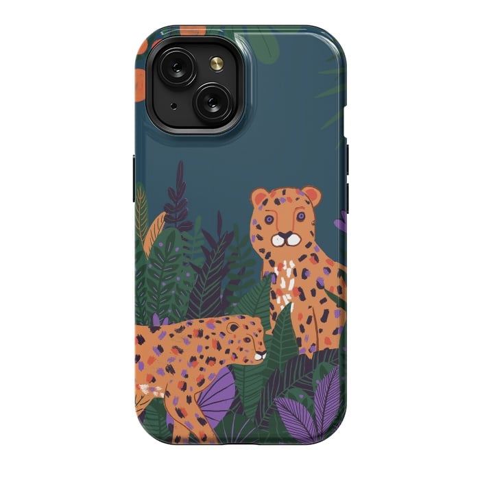 iPhone 15 StrongFit Two Cheetahs in Tropical Jungle by  Utart
