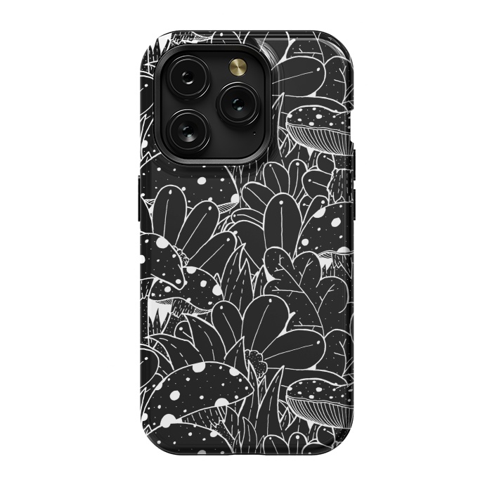 iPhone 15 Pro StrongFit Black and white autumn pattern by Steve Wade (Swade)