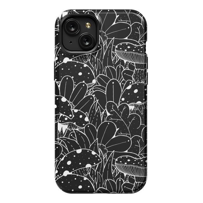 iPhone 15 Plus StrongFit Black and white autumn pattern by Steve Wade (Swade)