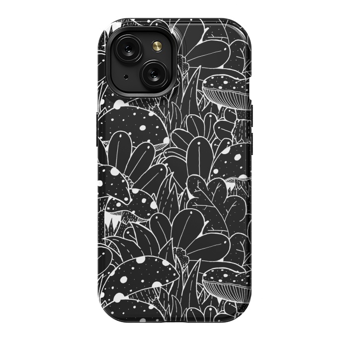 iPhone 15 StrongFit Black and white autumn pattern by Steve Wade (Swade)